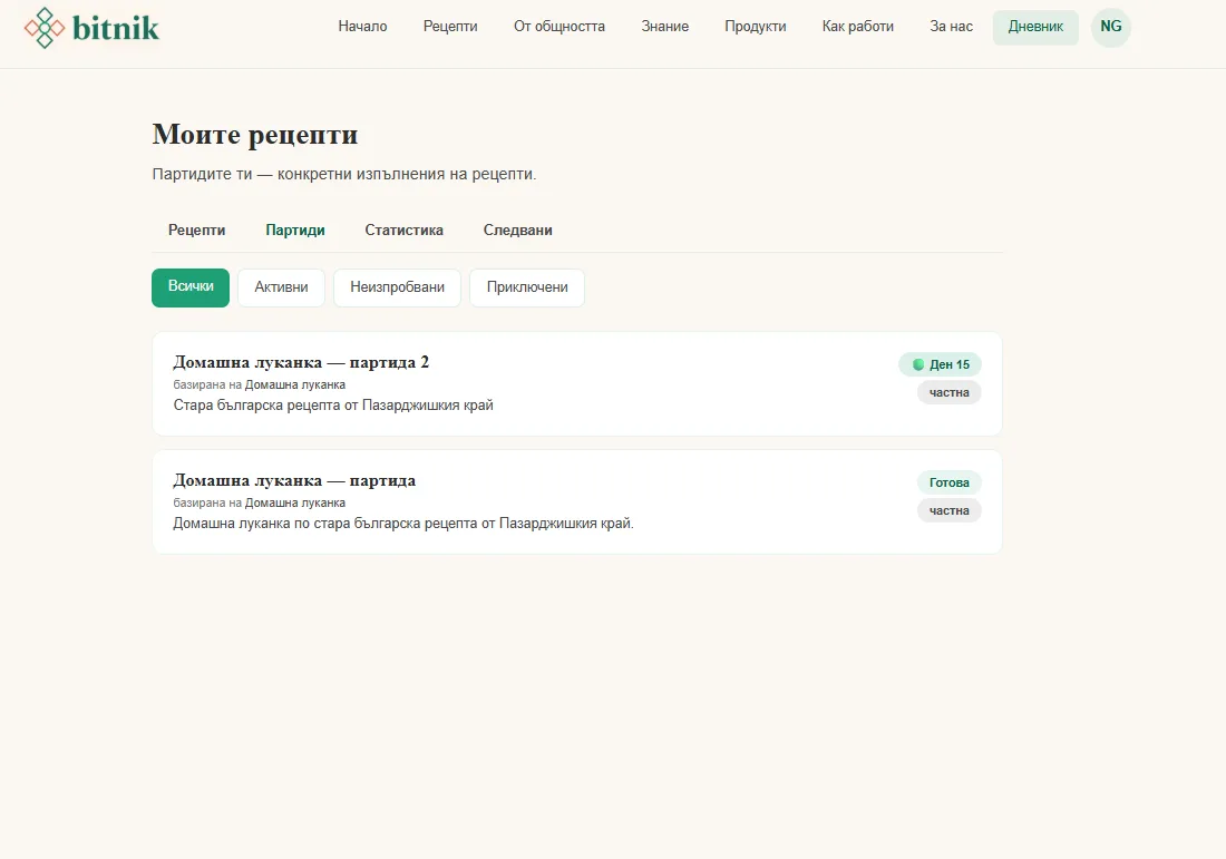 Bitnik — Моите партиди
